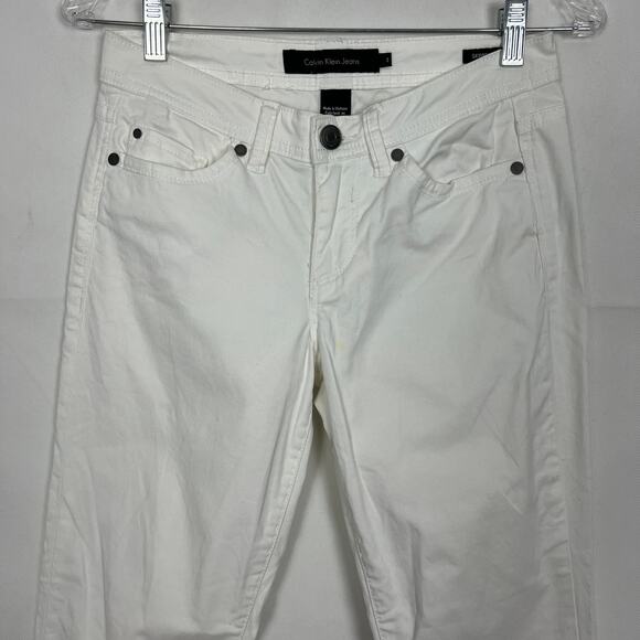 Calvin Klein Skinny Crop Mid-Rise White Denim Jeans Size 2 - Picture 13 of 13